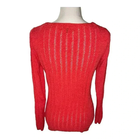 Rachel Zoe Women’s Small Pink Long Sleeved Semi Sheer‎ Open Knit Sweater - Picture 3 of 4